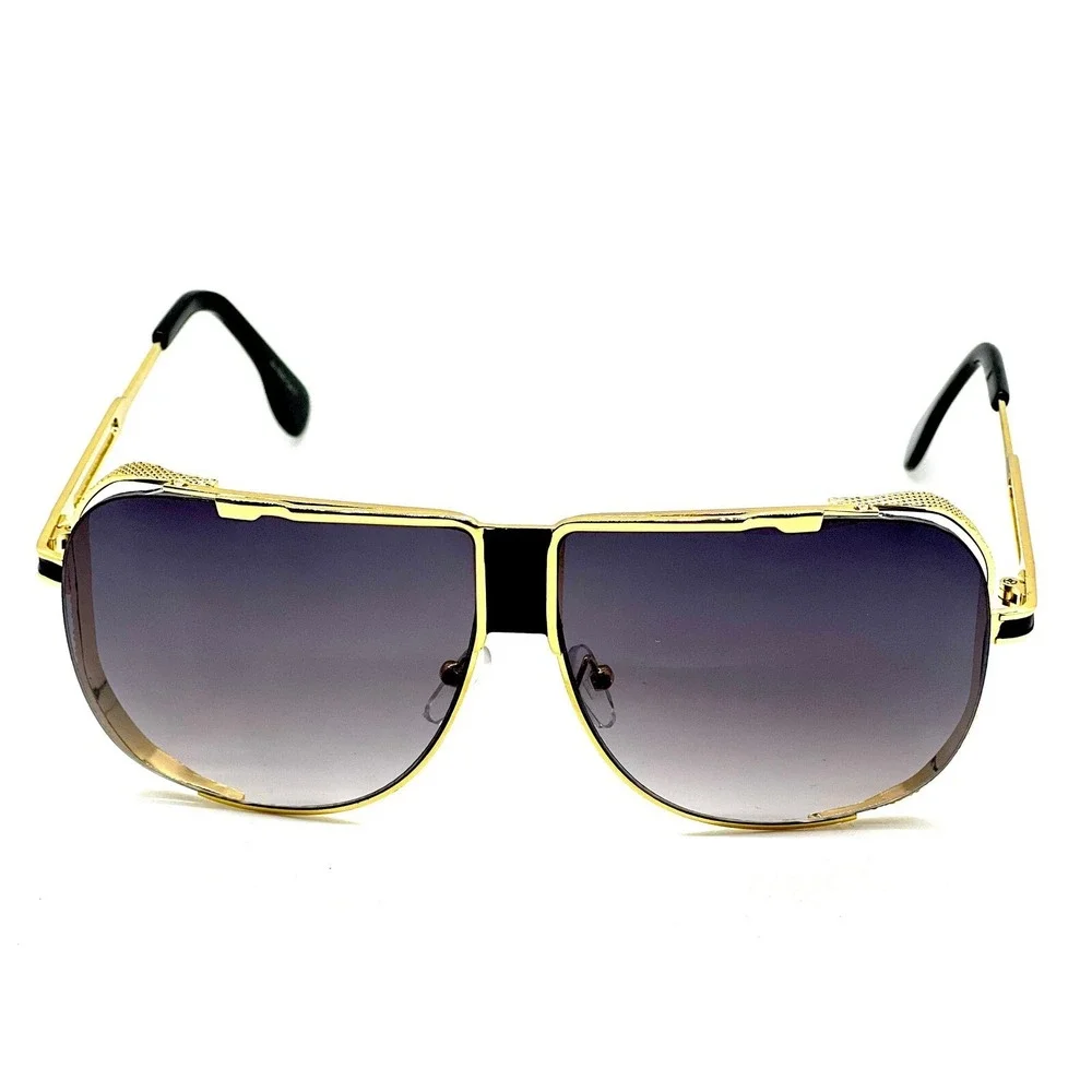 Sunglasses Gold Frame‎ Black Lens Fashion Shades Men's Sunglasses Outdoor Trendy